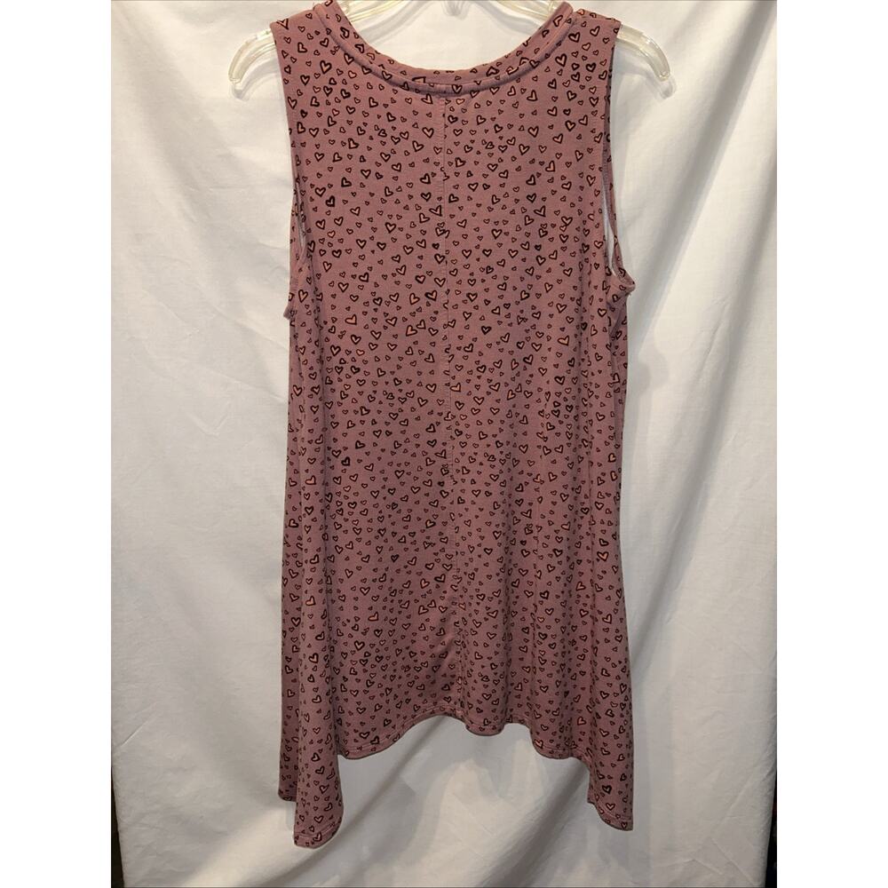 LOGO Lounge Lori Goldstein Size Lg Pink Heart Print Sleeveless Tunic Tank Top - Picture 8 of 10